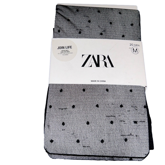 Zara Accessories - Zara black tights w dots